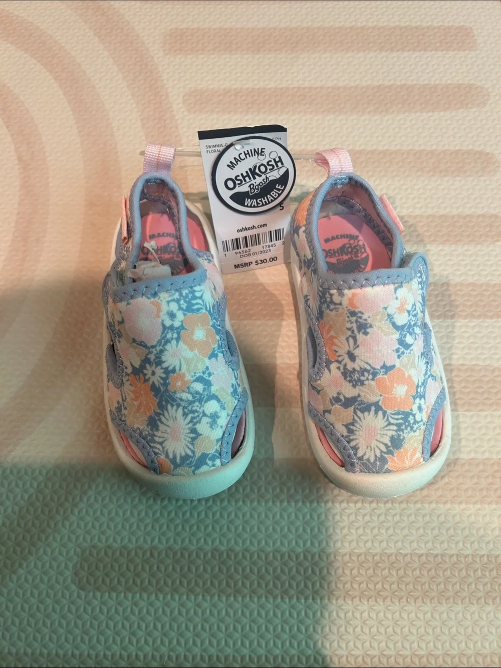 OshKosh B'gosh Floral Slip-On Sandals - Blue & Pink